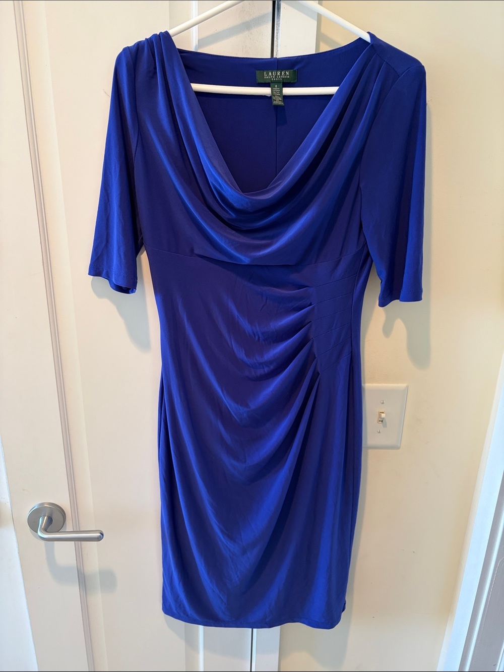 Lauren Ralph Lauren Cowl-Neck Midi Dress in Royal Blue